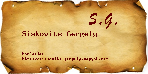 Siskovits Gergely névjegykártya